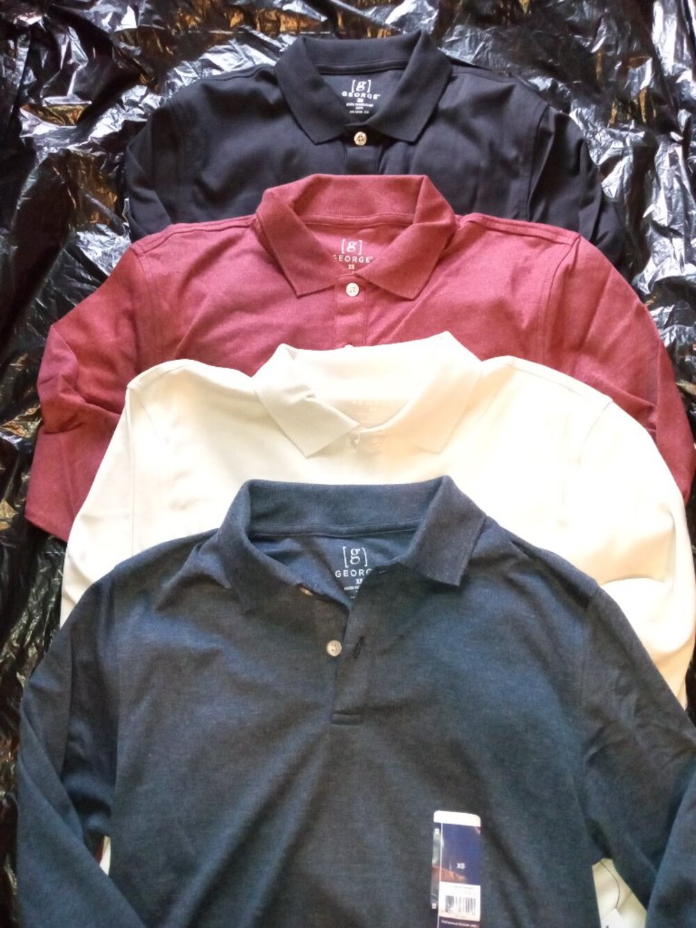 Bundle of 4 Long Sleeve Mens XS Soft Polo Shirts